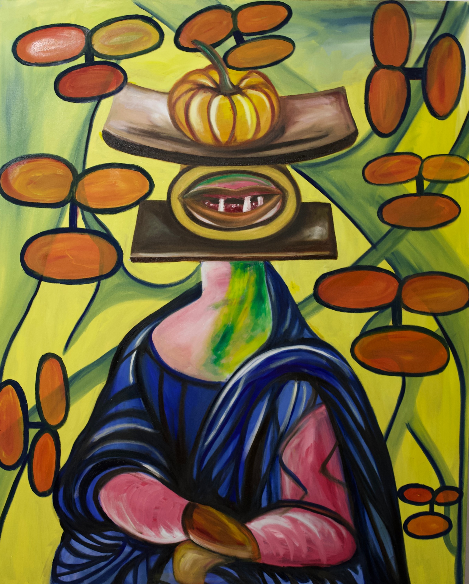 Mona Lisa with a Pumpkin Head